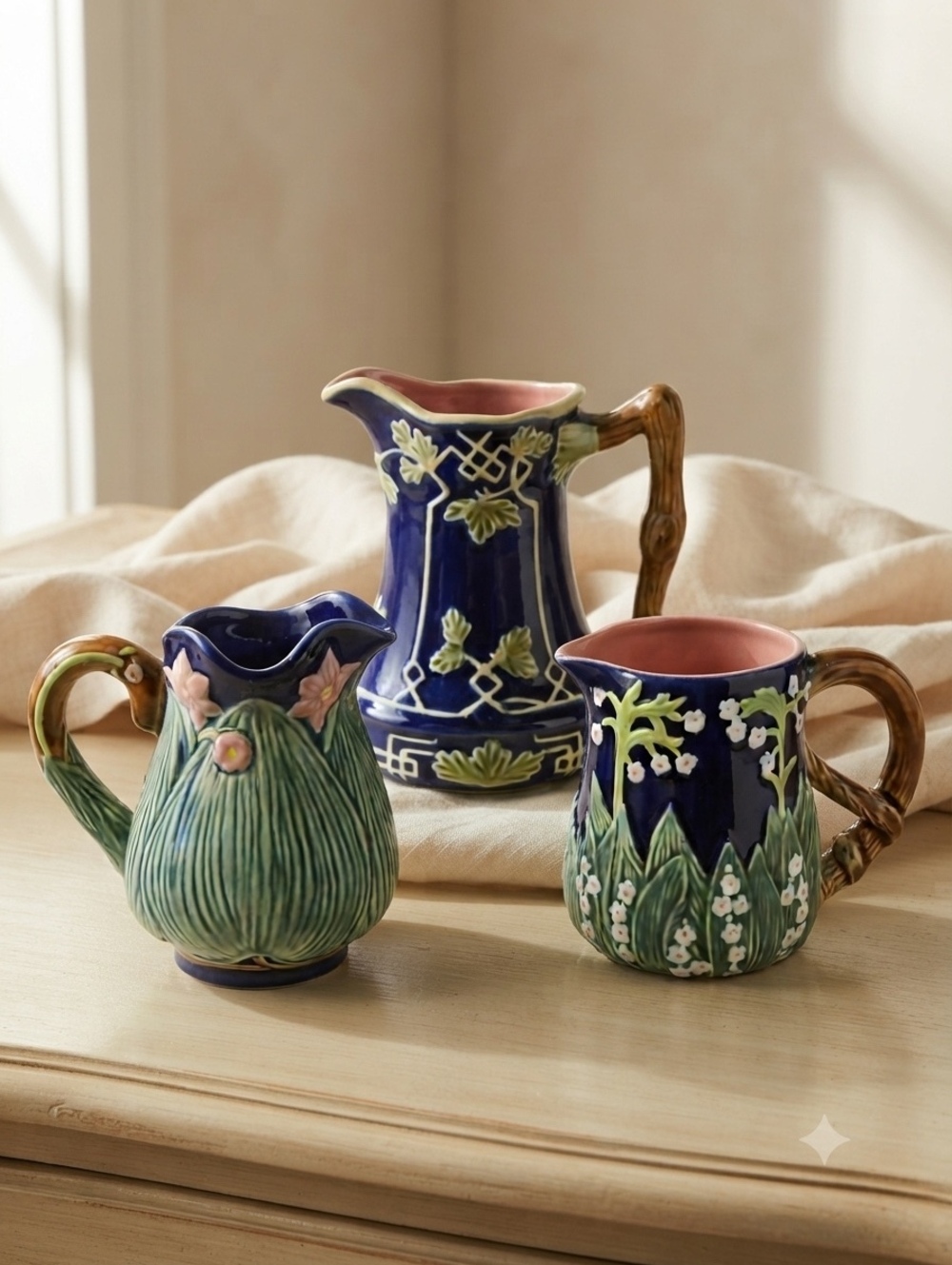 Vintage Ceramic J. Wilifred Pitcher set of 3